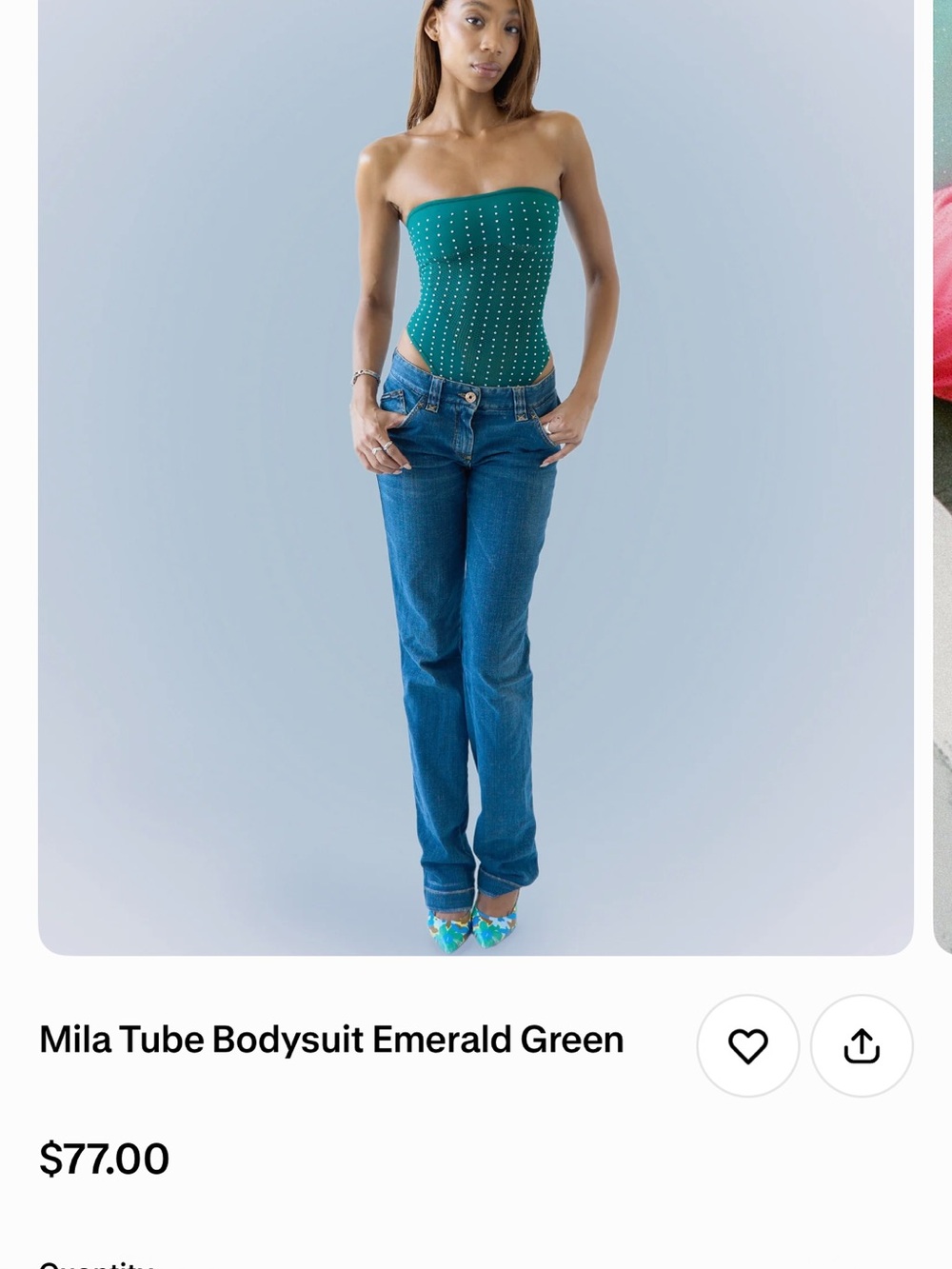Strapless Tube Bodysuit in Emerald Green